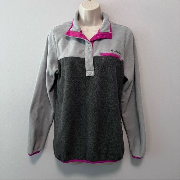Columbia Gray/Purple Snap Pullover Sweatshirt Size M - Picture 1 of 6